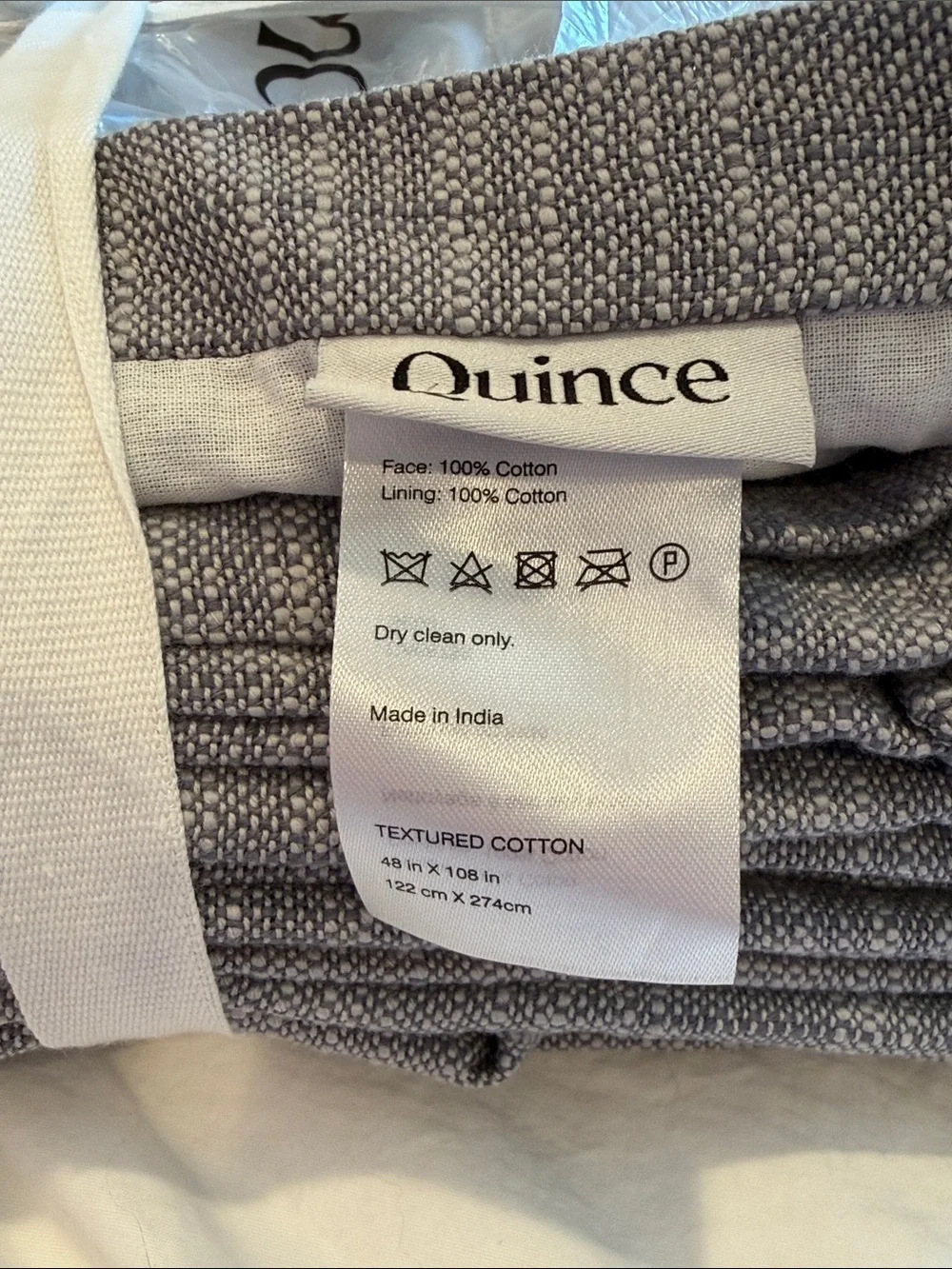 Quince Blue Textured Cotton Light Filtering Curtain 48x108 single panel